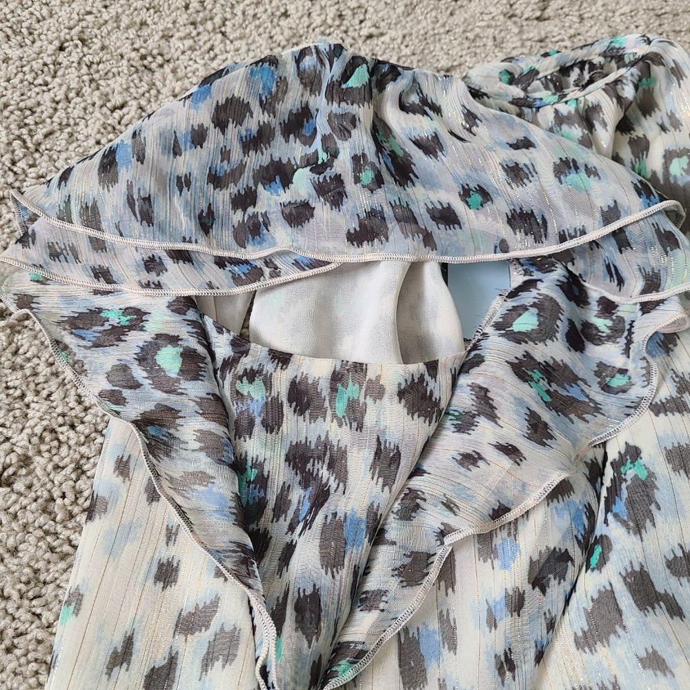 Metallic Ruffle Leopard Print Blouse - Picture 14 of 14
